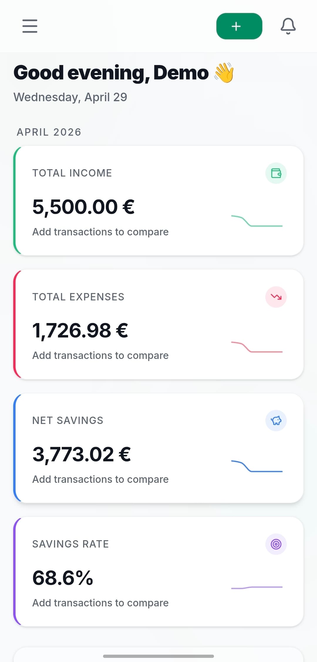 WiseCash Mobile Dashboard Preview